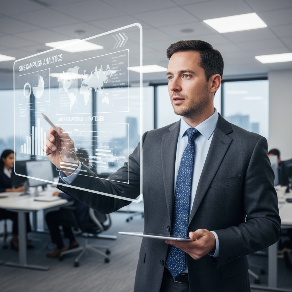 Political strategist Michael Chen discussing SMS campaign analytics and voter engagement strategies